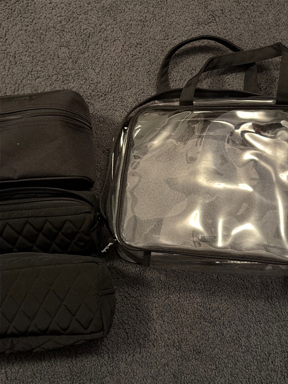 Vera Bradley Clear Cosmetic Bag with Black Trim and Handles